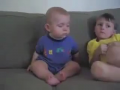 Cute baby trying to stay awake